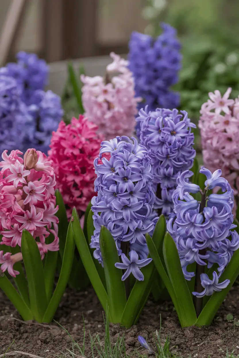 Hyacinths blooming in a spring garden