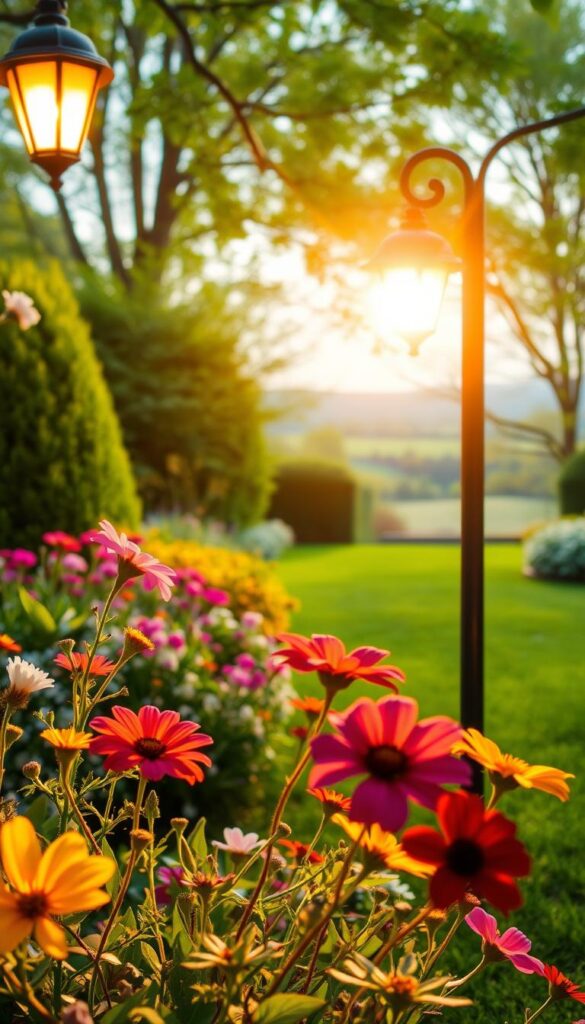 A bright yard light, illuminating a lush, verdant garden in full spring bloom. The light casts a warm, golden glow, creating a welcoming and inviting ambiance. In the foreground, vibrant flowers and blooming plants sway gently in the breeze, their colors and textures popping against the soft, blurred background. The middle ground features a well-tended lawn, neatly manicured and lush. In the distance, a picturesque landscape unfolds, with trees and shrubs framing the scene. The overall composition creates a sense of harmony, balance, and the rejuvenating spirit of the spring season. A bright yard light, illuminating a lush, verdant garden in full spring bloom. The light casts a warm, golden glow, creating a welcoming and inviting ambiance. In the foreground, vibrant flowers and blooming plants sway gently in the breeze, their colors and textures popping against the soft, blurred background. The middle ground features a well-tended lawn, neatly manicured and lush. In the distance, a picturesque landscape unfolds, with trees and shrubs framing the scene. The overall composition creates a sense of harmony, balance, and the rejuvenating spirit of the spring season.