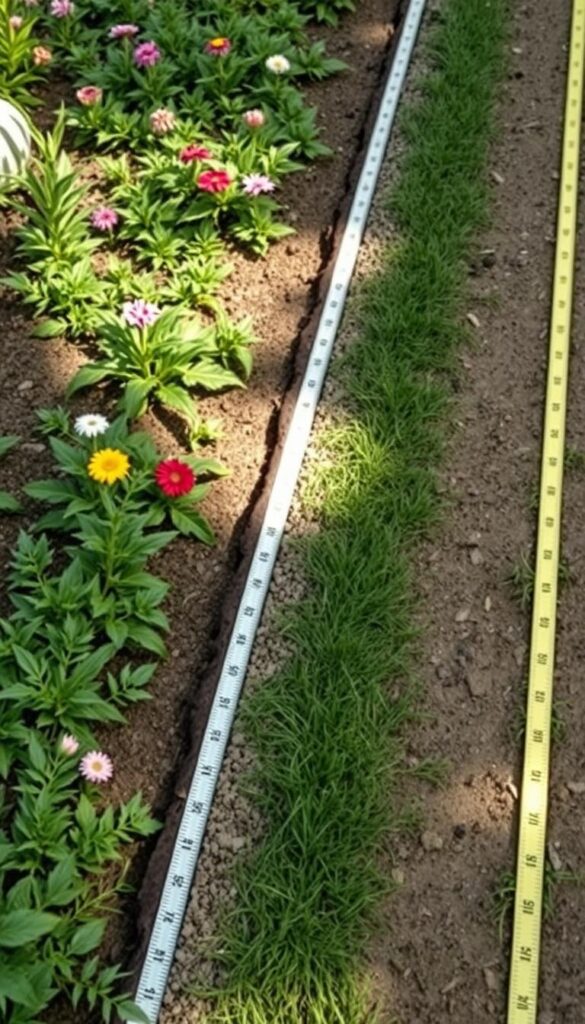 A carefully measured garden bed, the edges clearly defined by a crisp, clean plan line. The line is straight and precise, guiding the eye through the space. Natural lighting casts soft shadows, emphasizing the line's definition. A high-angle view captures the line's elegant simplicity, inviting the viewer to envision the lush floral arrangement that will soon grace this meticulously planned border. The line serves as a foundation, a blueprint for the gardener's vision, promising a harmonious blend of form and function in the completed flower bed. A carefully measured garden bed, the edges clearly defined by a crisp, clean plan line. The line is straight and precise, guiding the eye through the space. Natural lighting casts soft shadows, emphasizing the line's definition. A high-angle view captures the line's elegant simplicity, inviting the viewer to envision the lush floral arrangement that will soon grace this meticulously planned border. The line serves as a foundation, a blueprint for the gardener's vision, promising a harmonious blend of form and function in the completed flower bed.