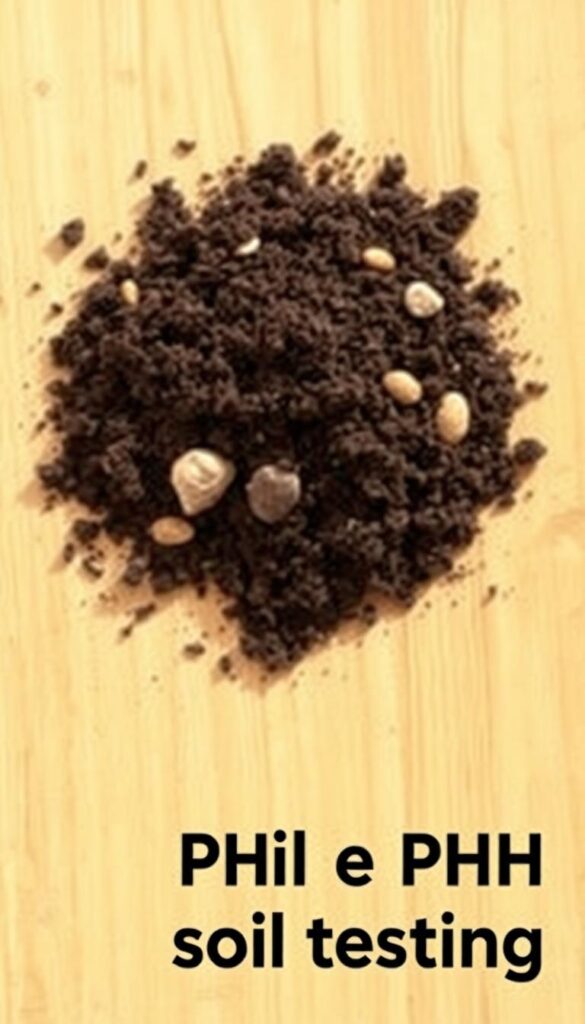 A clean, well-lit soil sample laid out on a wooden surface. Soft, directional lighting casts subtle shadows, highlighting the texture and color variations of the soil. The sample is carefully arranged, with different soil horizons and pebbles visible. The background is a warm, neutral tone, allowing the soil to be the focal point. The image conveys a sense of scientific inquiry and attention to detail, suitable for illustrating the process of collecting a soil sample for pH testing.