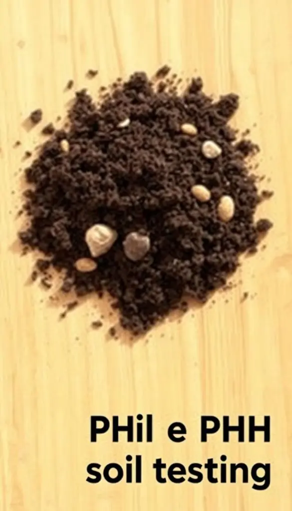 A clean, well-lit soil sample laid out on a wooden surface. Soft, directional lighting casts subtle shadows, highlighting the texture and color variations of the soil. The sample is carefully arranged, with different soil horizons and pebbles visible. The background is a warm, neutral tone, allowing the soil to be the focal point. The image conveys a sense of scientific inquiry and attention to detail, suitable for illustrating the process of collecting a soil sample for pH testing.