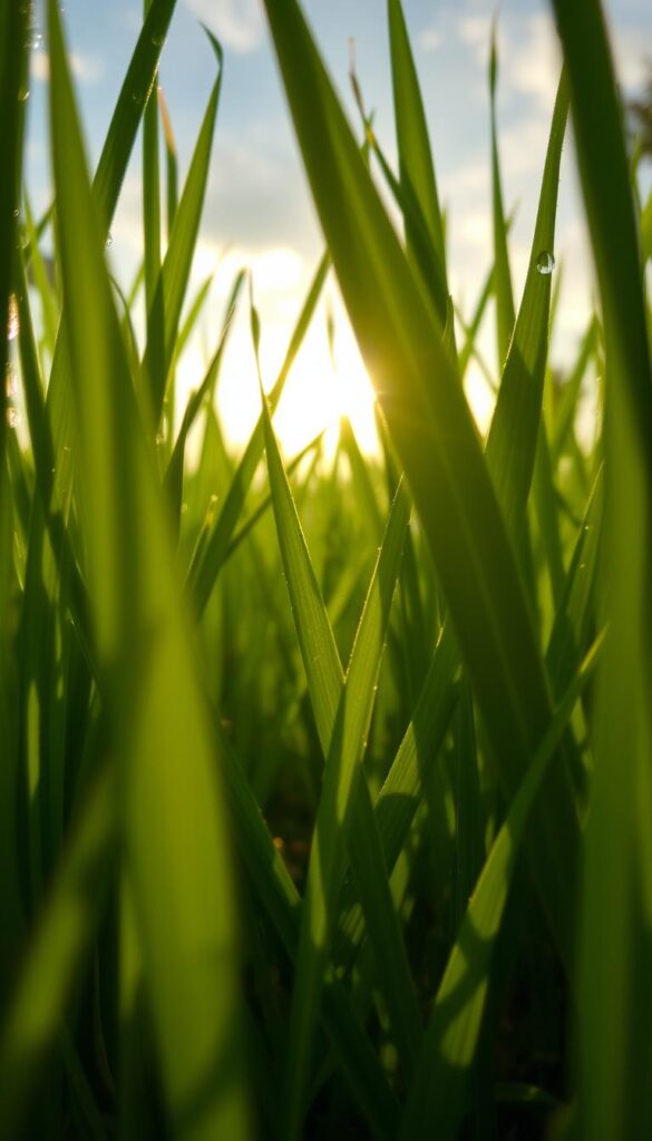 A close-up shot of vibrant green grass blades, their slender forms gently swaying in the soft morning breeze. The blades glisten with dew, catching the warm, golden light of the sun peeking through wispy clouds. The texture of the grass is rich and detailed, with delicate veins and subtle variations in tone that create depth and dimension. The image is captured from a low angle, emphasizing the lush, verdant carpet of the lawn and its ability to enhance the curb appeal of a well-maintained property. A close-up shot of vibrant green grass blades, their slender forms gently swaying in the soft morning breeze. The blades glisten with dew, catching the warm, golden light of the sun peeking through wispy clouds. The texture of the grass is rich and detailed, with delicate veins and subtle variations in tone that create depth and dimension. The image is captured from a low angle, emphasizing the lush, verdant carpet of the lawn and its ability to enhance the curb appeal of a well-maintained property.