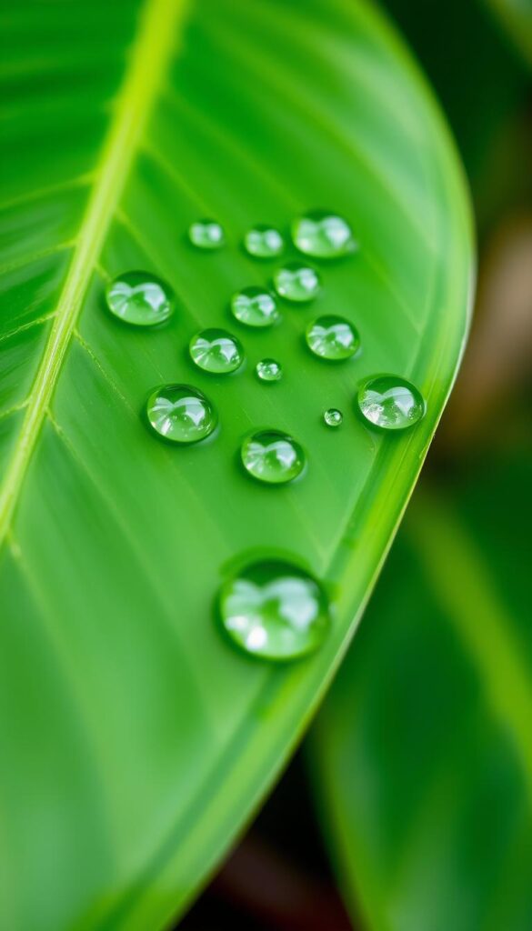 A close-up shot of water droplets propagating through a lush green monstera leaf. The leaf is slightly angled, with the water beads glistening in the soft, natural lighting. The background is blurred, creating a sense of depth and focus on the propagation process. The water droplets appear to be in motion, capturing the dynamic movement of the propagation. The overall composition emphasizes the beauty and delicacy of the monstera's water-based growth. A close-up shot of water droplets propagating through a lush green monstera leaf. The leaf is slightly angled, with the water beads glistening in the soft, natural lighting. The background is blurred, creating a sense of depth and focus on the propagation process. The water droplets appear to be in motion, capturing the dynamic movement of the propagation. The overall composition emphasizes the beauty and delicacy of the monstera's water-based growth.