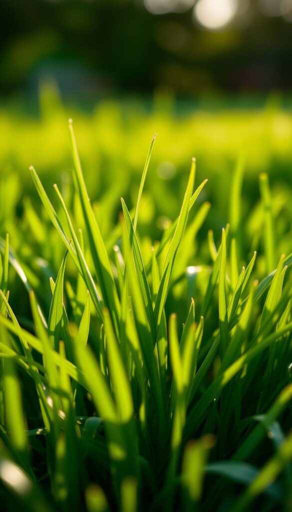 A close-up view of lush, verdant grass blades against a soft, out-of-focus background. The grass is vibrant and healthy, with intricate textures and a natural, organic feel. Backlighting from the sun casts a warm, golden glow, accentuating the delicate strands and creating subtle shadows. The scene is captured with a shallow depth of field, emphasizing the detailed structure of the grass and inviting the viewer to examine it closely. The overall mood is one of tranquility and natural beauty, reflecting the section's focus on understanding the current state of your lawn. A close-up view of lush, verdant grass blades against a soft, out-of-focus background. The grass is vibrant and healthy, with intricate textures and a natural, organic feel. Backlighting from the sun casts a warm, golden glow, accentuating the delicate strands and creating subtle shadows. The scene is captured with a shallow depth of field, emphasizing the detailed structure of the grass and inviting the viewer to examine it closely. The overall mood is one of tranquility and natural beauty, reflecting the section's focus on understanding the current state of your lawn.