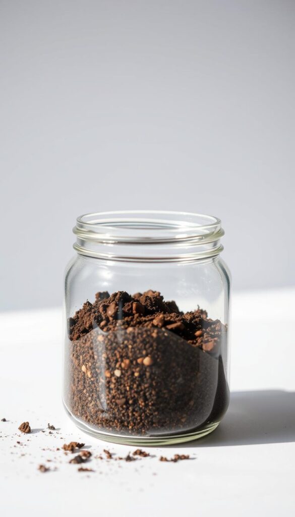 A close-up view of soil sample in an open glass jar, set against a plain background. The soil is a rich, dark brown color with visible organic matter and small pebbles. Bright, natural lighting illuminates the contents, creating soft shadows and highlights to showcase the texture and composition of the soil. The jar is positioned at a slight angle, inviting the viewer to examine the sample more closely. The overall mood is one of scientific inquiry and attention to detail, reflecting the importance of soil testing for lawn care success. A close-up view of soil sample in an open glass jar, set against a plain background. The soil is a rich, dark brown color with visible organic matter and small pebbles. Bright, natural lighting illuminates the contents, creating soft shadows and highlights to showcase the texture and composition of the soil. The jar is positioned at a slight angle, inviting the viewer to examine the sample more closely. The overall mood is one of scientific inquiry and attention to detail, reflecting the importance of soil testing for lawn care success.