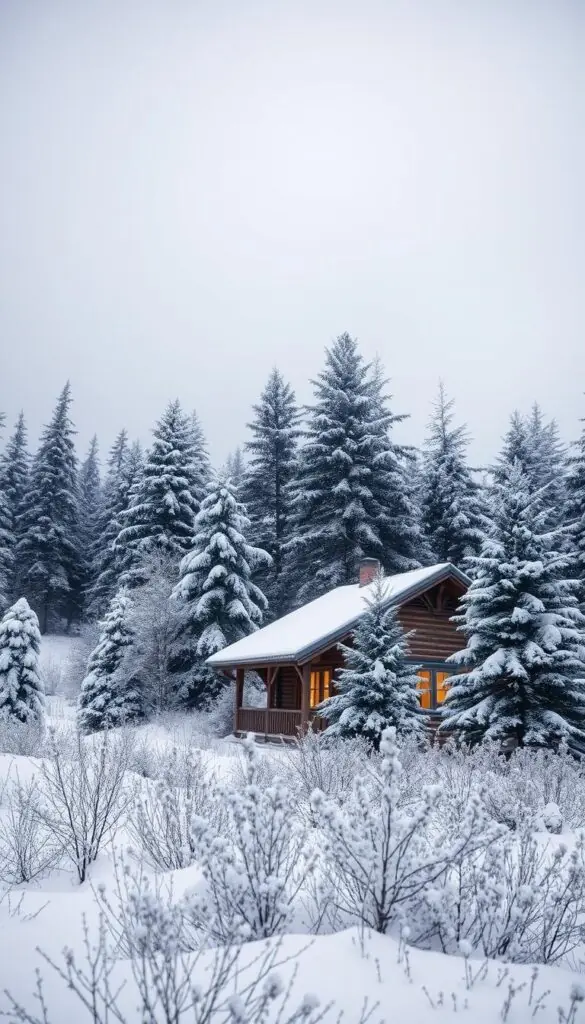 A cozy winter scene: a rustic wooden cabin nestled among snow-capped evergreen trees, with a warm glow emanating from the windows. In the foreground, a dusting of fresh snow covers the ground, creating a serene and tranquil atmosphere. The sky is overcast, with soft, diffused lighting that casts a gentle, muted tone across the landscape. The composition features a slightly elevated camera angle, capturing the cabin's charming silhouette against the backdrop of the winter wonderland. The overall mood is one of peaceful solitude, perfect for contemplating the joys of growing herbs indoors during the colder months. A cozy winter scene: a rustic wooden cabin nestled among snow-capped evergreen trees, with a warm glow emanating from the windows. In the foreground, a dusting of fresh snow covers the ground, creating a serene and tranquil atmosphere. The sky is overcast, with soft, diffused lighting that casts a gentle, muted tone across the landscape. The composition features a slightly elevated camera angle, capturing the cabin's charming silhouette against the backdrop of the winter wonderland. The overall mood is one of peaceful solitude, perfect for contemplating the joys of growing herbs indoors during the colder months.