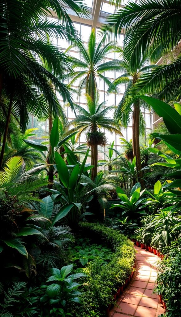 A lush indoor jungle filled with towering palm trees, ferns, and vibrant tropical foliage. Sunlight filters through large windows, casting a warm, natural glow over the scene. Potted plants of various sizes and shapes are artfully arranged, creating a sense of depth and texture. In the foreground, a winding path leads through the verdant landscape, inviting exploration. The overall atmosphere is one of tranquility and serenity, a peaceful oasis amidst the urban setting. The camera angle is slightly elevated, capturing the full majesty of the indoor jungle and highlighting its suitability as a stunning centerpiece for any home. A lush indoor jungle filled with towering palm trees, ferns, and vibrant tropical foliage. Sunlight filters through large windows, casting a warm, natural glow over the scene. Potted plants of various sizes and shapes are artfully arranged, creating a sense of depth and texture. In the foreground, a winding path leads through the verdant landscape, inviting exploration. The overall atmosphere is one of tranquility and serenity, a peaceful oasis amidst the urban setting. The camera angle is slightly elevated, capturing the full majesty of the indoor jungle and highlighting its suitability as a stunning centerpiece for any home.