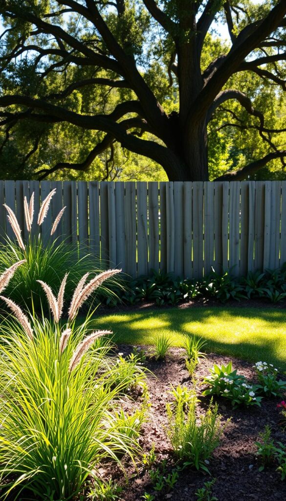 A lush, sun-dappled front yard, with a vibrant flower bed in the foreground. The bed is framed by a mix of tall, swaying grasses and low-growing perennials, casting shifting patterns of light and shadow across the soil. In the middle ground, a weathered wooden fence casts a gentle, diagonal shadow, creating pockets of shade and sun. The background features a towering oak tree, its branches filtering the sunlight to create a warm, golden glow. The overall scene conveys a sense of tranquility and natural harmony, inviting the viewer to assess the play of sun and shade, and how it might shape the optimal design for a thriving flower bed. A lush, sun-dappled front yard, with a vibrant flower bed in the foreground. The bed is framed by a mix of tall, swaying grasses and low-growing perennials, casting shifting patterns of light and shadow across the soil. In the middle ground, a weathered wooden fence casts a gentle, diagonal shadow, creating pockets of shade and sun. The background features a towering oak tree, its branches filtering the sunlight to create a warm, golden glow. The overall scene conveys a sense of tranquility and natural harmony, inviting the viewer to assess the play of sun and shade, and how it might shape the optimal design for a thriving flower bed.
