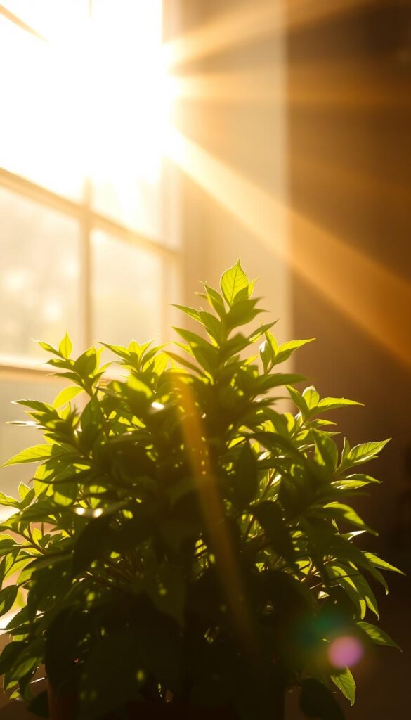 A lush, verdant indoor potted plant bathed in warm, golden summer sunlight streaming through a large window. The sunlight casts a soft, diffused glow, creating a serene and inviting atmosphere. The plant's vibrant green foliage is highlighted by the gentle illumination, creating a sense of vitality and growth. The composition features a tight focus on the plant, emphasizing its central role, with the background softly blurred to draw the eye. The lighting is natural, as if captured by a high-quality camera lens, conveying a sense of authenticity and beauty. The overall mood is one of tranquility, rejuvenation, and the promise of the season to come. A lush, verdant indoor potted plant bathed in warm, golden summer sunlight streaming through a large window. The sunlight casts a soft, diffused glow, creating a serene and inviting atmosphere. The plant's vibrant green foliage is highlighted by the gentle illumination, creating a sense of vitality and growth. The composition features a tight focus on the plant, emphasizing its central role, with the background softly blurred to draw the eye. The lighting is natural, as if captured by a high-quality camera lens, conveying a sense of authenticity and beauty. The overall mood is one of tranquility, rejuvenation, and the promise of the season to come.