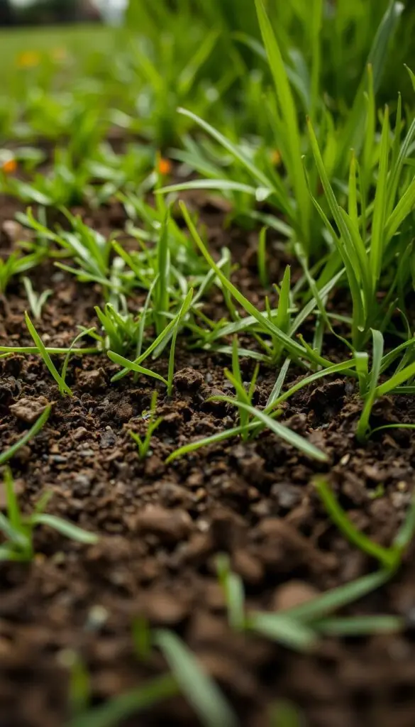A lush, verdant lawn with soil that appears moist and dark, conveying a sense of healthy hydration. The camera angle is positioned close to the ground, capturing the intricate texture and structure of the soil, revealing its rich, earthy tones. Soft, diffused lighting bathes the scene, creating a serene and natural atmosphere. The image emphasizes the importance of maintaining optimal soil moisture levels to support the lawn's resilience against heat stress, as detailed in the article's "Watering and Soil Moisture" section. A lush, verdant lawn with soil that appears moist and dark, conveying a sense of healthy hydration. The camera angle is positioned close to the ground, capturing the intricate texture and structure of the soil, revealing its rich, earthy tones. Soft, diffused lighting bathes the scene, creating a serene and natural atmosphere. The image emphasizes the importance of maintaining optimal soil moisture levels to support the lawn's resilience against heat stress, as detailed in the article's "Watering and Soil Moisture" section.