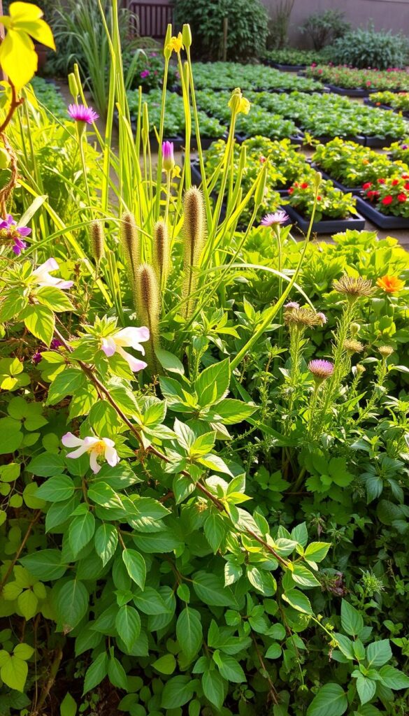 A lush, vibrant garden filled with a variety of thriving plants. In the foreground, a mix of leafy greens, flowering plants, and trailing vines cascade gracefully, bathed in warm, soft lighting. The middle ground showcases a diverse array of healthy, robust plants - from tall, spiky succulents to delicate, colorful blooms. In the background, a well-maintained, neatly organized vegetable patch adds depth and a sense of purpose to the scene. The overall atmosphere is one of harmony, vitality, and a nurturing, natural environment - a tranquil oasis that inspires calm and a connection to the earth. A lush, vibrant garden filled with a variety of thriving plants. In the foreground, a mix of leafy greens, flowering plants, and trailing vines cascade gracefully, bathed in warm, soft lighting. The middle ground showcases a diverse array of healthy, robust plants - from tall, spiky succulents to delicate, colorful blooms. In the background, a well-maintained, neatly organized vegetable patch adds depth and a sense of purpose to the scene. The overall atmosphere is one of harmony, vitality, and a nurturing, natural environment - a tranquil oasis that inspires calm and a connection to the earth.