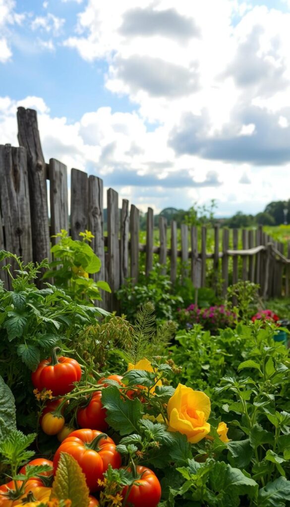 A lush, vibrant landscape depicting the changing seasons. In the foreground, an array of seasonal vegetables and herbs, their colors and textures reflecting the transition from one season to the next. The middle ground features a weathered wooden fence, its worn planks and gentle curves adding a touch of rustic charm. In the background, a vibrant sky with fluffy clouds casting soft, diffused light over the scene, creating a sense of warmth and tranquility. The overall composition conveys the cyclical nature of the growing season, with each stage offering its own unique beauty and opportunities for the attentive gardener. A lush, vibrant landscape depicting the changing seasons. In the foreground, an array of seasonal vegetables and herbs, their colors and textures reflecting the transition from one season to the next. The middle ground features a weathered wooden fence, its worn planks and gentle curves adding a touch of rustic charm. In the background, a vibrant sky with fluffy clouds casting soft, diffused light over the scene, creating a sense of warmth and tranquility. The overall composition conveys the cyclical nature of the growing season, with each stage offering its own unique beauty and opportunities for the attentive gardener.