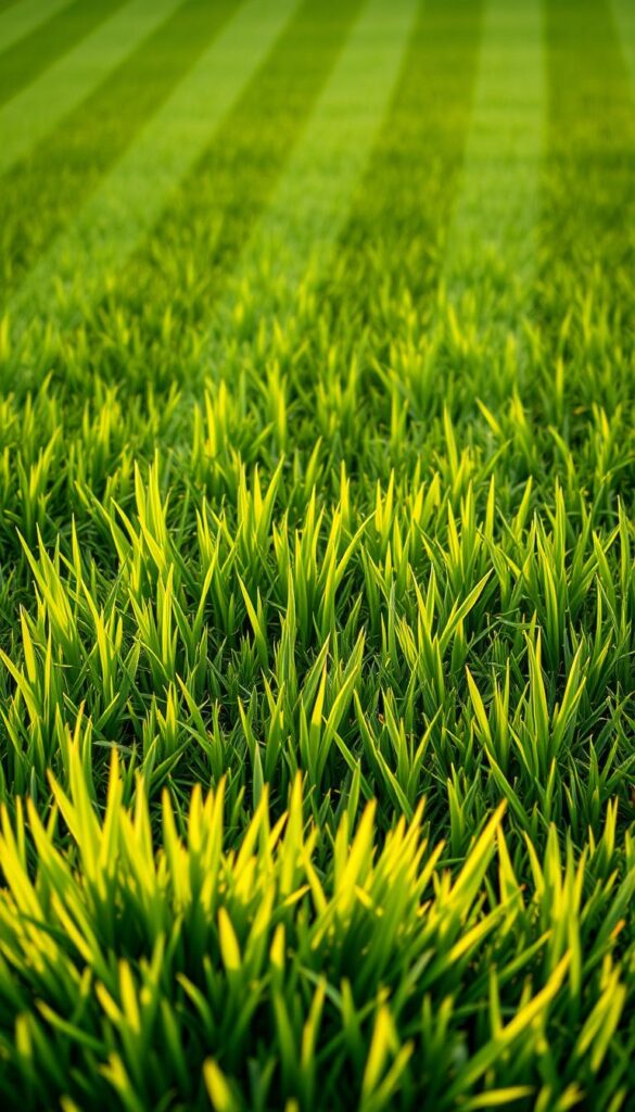 A lush, well-manicured lawn with neatly striped patterns in varying shades of green. The grass blades are tall and vibrant, their tips catching the warm, golden rays of the afternoon sun. The stripes alternate between deep, verdant hues and lighter, lime-tinged tones, creating a captivating visual rhythm. In the foreground, the grass appears short and closely cropped, transitioning gradually to taller, fuller blades in the middle ground. The background features a softly blurred backdrop, allowing the meticulously crafted lawn to take center stage. The overall scene conveys a sense of meticulous care, seasonal harmony, and professional-level lawn maintenance. A lush, well-manicured lawn with neatly striped patterns in varying shades of green. The grass blades are tall and vibrant, their tips catching the warm, golden rays of the afternoon sun. The stripes alternate between deep, verdant hues and lighter, lime-tinged tones, creating a captivating visual rhythm. In the foreground, the grass appears short and closely cropped, transitioning gradually to taller, fuller blades in the middle ground. The background features a softly blurred backdrop, allowing the meticulously crafted lawn to take center stage. The overall scene conveys a sense of meticulous care, seasonal harmony, and professional-level lawn maintenance.