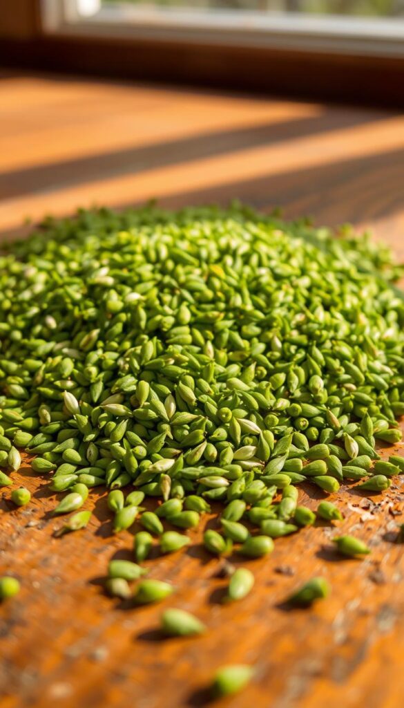 A pile of fresh, green grass seed lying on a wooden table, illuminated by warm, natural lighting. The seeds are scattered across the surface, revealing their individual textures and shapes. The background is blurred, creating a focus on the foreground and allowing the viewer to appreciate the intricate details of the seed. The image conveys a sense of anticipation and the promise of new growth, perfectly capturing the spirit of the "What You'll Need: Seed, Soil, and Simple Tools" section of the article. A pile of fresh, green grass seed lying on a wooden table, illuminated by warm, natural lighting. The seeds are scattered across the surface, revealing their individual textures and shapes. The background is blurred, creating a focus on the foreground and allowing the viewer to appreciate the intricate details of the seed. The image conveys a sense of anticipation and the promise of new growth, perfectly capturing the spirit of the "What You'll Need: Seed, Soil, and Simple Tools" section of the article.