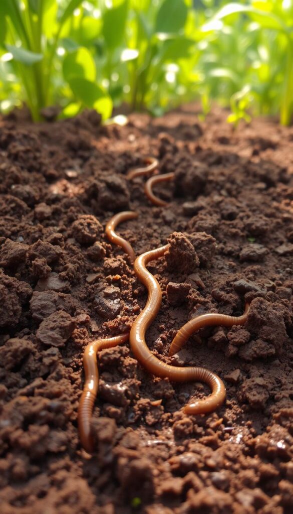 A rich, loamy soil, its surface glistening with moisture after a gentle rain. Earthworms burrow through the nutrient-dense earth, aerating and nourishing the ground. Sunlight filters through the canopy, casting a warm, golden glow on the verdant landscape. Soil texture is coarse yet crumbly, with a deep, earthy scent that whispers of life and growth. The ground is alive, teeming with microorganisms that unlock the nutrients plants need to thrive. A lush, verdant scene that beckons the viewer to sink their hands into the soil and feel the life pulsing beneath. A rich, loamy soil, its surface glistening with moisture after a gentle rain. Earthworms burrow through the nutrient-dense earth, aerating and nourishing the ground. Sunlight filters through the canopy, casting a warm, golden glow on the verdant landscape. Soil texture is coarse yet crumbly, with a deep, earthy scent that whispers of life and growth. The ground is alive, teeming with microorganisms that unlock the nutrients plants need to thrive. A lush, verdant scene that beckons the viewer to sink their hands into the soil and feel the life pulsing beneath.