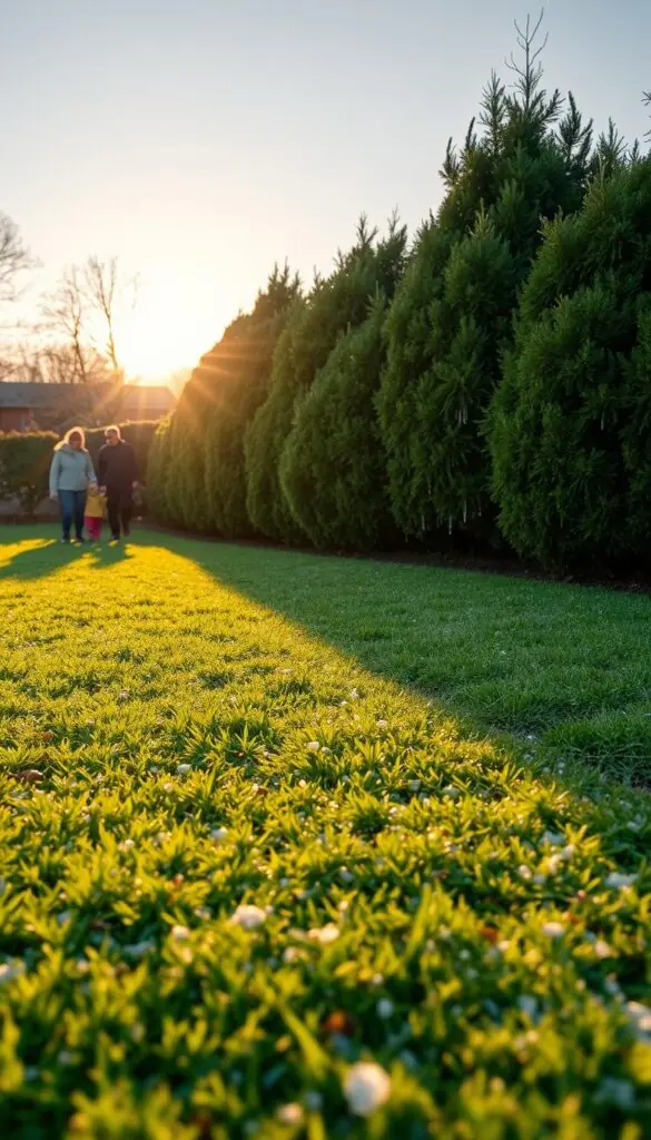 A well-groomed winter lawn, lush and verdant, nestled beneath a clear, crisp sky. In the foreground, a family gathers, their footsteps leaving gentle impressions on the frost-kissed grass. Shielding the lawn, a barrier of evergreen shrubs stands guard, their branches laden with glistening icicles. The warm glow of a setting sun casts a soft, golden light, illuminating the scene and infusing it with a sense of tranquility. In the middle ground, a scattering of salt crystals sparkles, a protective measure against the ravages of winter. The overall composition conveys a harmonious balance, where the lawn is safeguarded from the harsh elements, poised for a vibrant springtime rebirth. A well-groomed winter lawn, lush and verdant, nestled beneath a clear, crisp sky. In the foreground, a family gathers, their footsteps leaving gentle impressions on the frost-kissed grass. Shielding the lawn, a barrier of evergreen shrubs stands guard, their branches laden with glistening icicles. The warm glow of a setting sun casts a soft, golden light, illuminating the scene and infusing it with a sense of tranquility. In the middle ground, a scattering of salt crystals sparkles, a protective measure against the ravages of winter. The overall composition conveys a harmonious balance, where the lawn is safeguarded from the harsh elements, poised for a vibrant springtime rebirth.