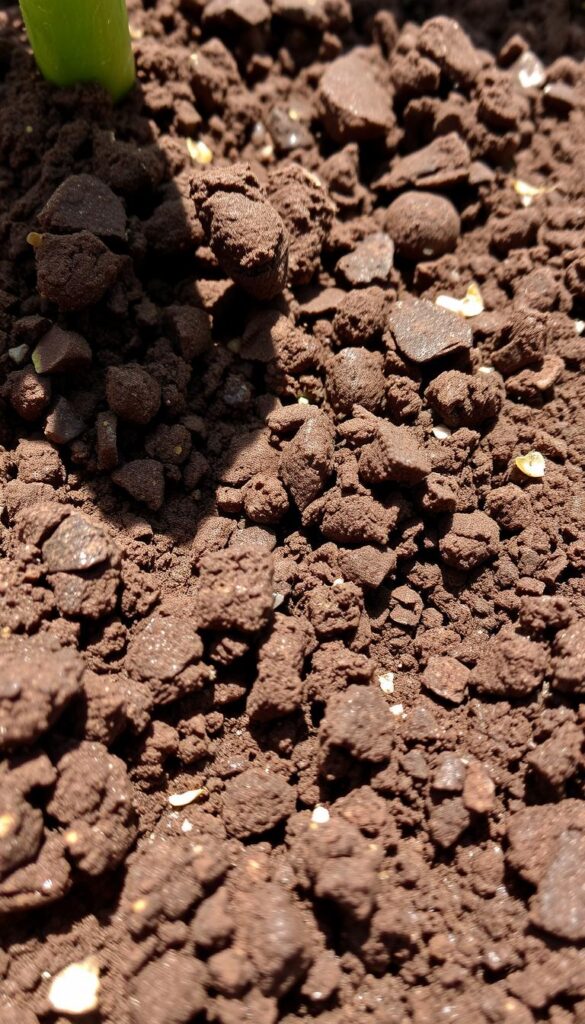 A well-lit close-up photograph of freshly repotted potting soil, its surface slightly moist and glistening. The soil is a rich, dark brown color, with a soft, crumbly texture. The camera angle emphasizes the soil's depth and texture, capturing the intricate details of the organic matter and underlying drainage materials. The lighting is natural, with soft shadows and highlights that create a sense of depth and dimension. The overall mood is one of healthy, vibrant growth, signaling the ideal conditions for a plant's root system to thrive in the aftermath of repotting. A well-lit close-up photograph of freshly repotted potting soil, its surface slightly moist and glistening. The soil is a rich, dark brown color, with a soft, crumbly texture. The camera angle emphasizes the soil's depth and texture, capturing the intricate details of the organic matter and underlying drainage materials. The lighting is natural, with soft shadows and highlights that create a sense of depth and dimension. The overall mood is one of healthy, vibrant growth, signaling the ideal conditions for a plant's root system to thrive in the aftermath of repotting.