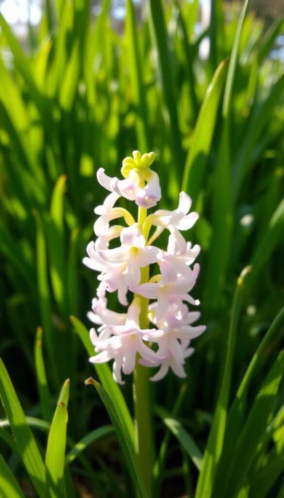 Delicate hyacinth blossoms in soft pastel hues, their petals gently unfurling in the warm spring sunlight. The flowerheads sway gracefully, their subtle fragrance wafting through the air. A lush, verdant backdrop of unfurling leaves and tender grass frames the scene, creating a serene, peaceful atmosphere. The lighting is soft and diffused, accentuating the delicate textures and vibrant colors of the hyacinths. Captured from a low angle, the image emphasizes the beauty and allure of these enchanting spring flowers, inviting the viewer to pause and savor their captivating scent and delicate charm. Delicate hyacinth blossoms in soft pastel hues, their petals gently unfurling in the warm spring sunlight. The flowerheads sway gracefully, their subtle fragrance wafting through the air. A lush, verdant backdrop of unfurling leaves and tender grass frames the scene, creating a serene, peaceful atmosphere. The lighting is soft and diffused, accentuating the delicate textures and vibrant colors of the hyacinths. Captured from a low angle, the image emphasizes the beauty and allure of these enchanting spring flowers, inviting the viewer to pause and savor their captivating scent and delicate charm.