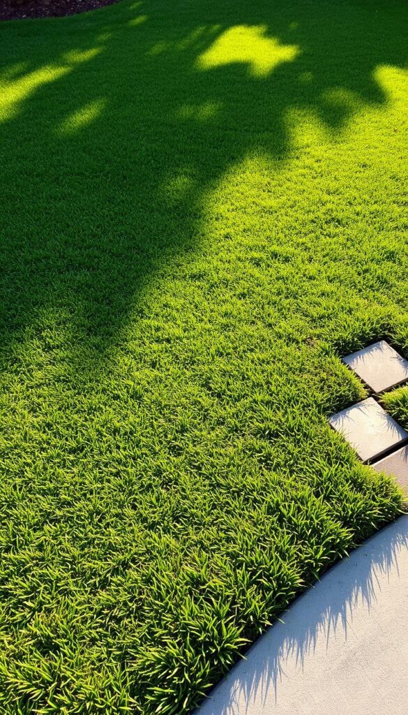 Lush green lawn, neatly edged with a variety of landscaping options: sleek metal borders, natural stone pavers, weathered wood planks, and crisp concrete curbs. The edges cast long shadows across the grass, creating a sense of depth and dimension. Warm sunlight filters through wispy clouds, casting a golden glow over the scene. The carefully manicured edges give the lawn a polished, professional appearance, inviting the viewer to imagine their own backyard transformation. Seen from a slightly elevated perspective, the image showcases the diverse range of edging choices available to elevate a lawn's aesthetic. Lush green lawn, neatly edged with a variety of landscaping options: sleek metal borders, natural stone pavers, weathered wood planks, and crisp concrete curbs. The edges cast long shadows across the grass, creating a sense of depth and dimension. Warm sunlight filters through wispy clouds, casting a golden glow over the scene. The carefully manicured edges give the lawn a polished, professional appearance, inviting the viewer to imagine their own backyard transformation. Seen from a slightly elevated perspective, the image showcases the diverse range of edging choices available to elevate a lawn's aesthetic.