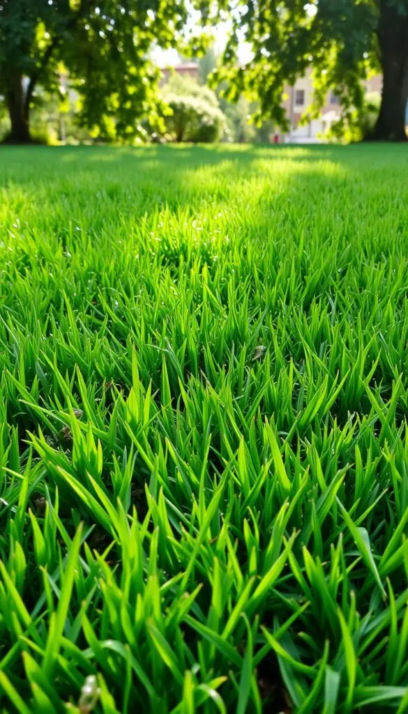 Lush, verdant field of freshly mowed grass, blades trimmed to a uniform height, creating a smooth, well-manicured surface. Dappled sunlight filters through the leaves, casting a warm, natural glow over the scene. The texture of the grass is inviting, with individual blades visible but not unruly. In the foreground, a few stray clippings lie scattered, evidence of a recent mowing. The overall impression is one of meticulous care and attention, creating an aesthetically pleasing and functional lawn. Lush, verdant field of freshly mowed grass, blades trimmed to a uniform height, creating a smooth, well-manicured surface. Dappled sunlight filters through the leaves, casting a warm, natural glow over the scene. The texture of the grass is inviting, with individual blades visible but not unruly. In the foreground, a few stray clippings lie scattered, evidence of a recent mowing. The overall impression is one of meticulous care and attention, creating an aesthetically pleasing and functional lawn.