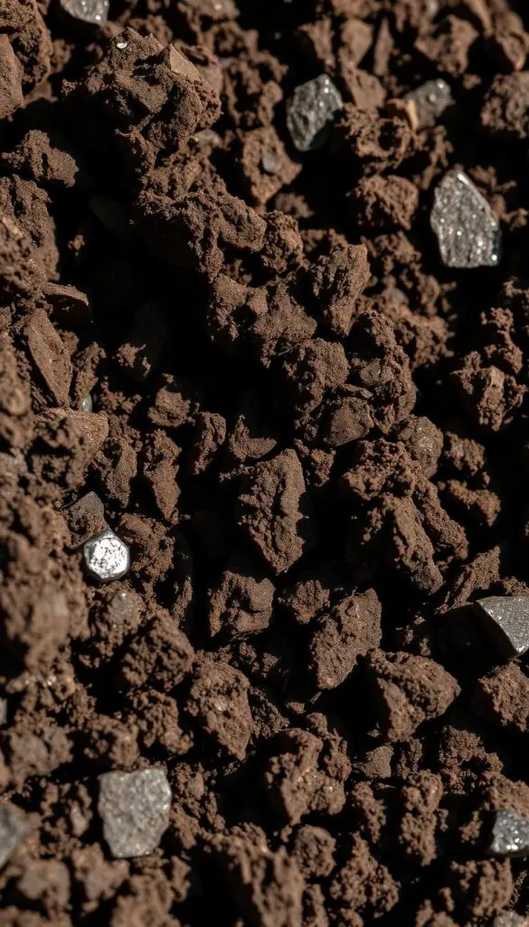 a close-up view of rich, dark brown organic soil with visible texture, structure, and moisture content, lit from the side to create depth and highlights, shot with a macro lens at a shallow depth of field to emphasize the intricate details of the soil composition, conveying a sense of abundance, fertility, and the foundation for healthy plant growth a close-up view of rich, dark brown organic soil with visible texture, structure, and moisture content, lit from the side to create depth and highlights, shot with a macro lens at a shallow depth of field to emphasize the intricate details of the soil composition, conveying a sense of abundance, fertility, and the foundation for healthy plant growth